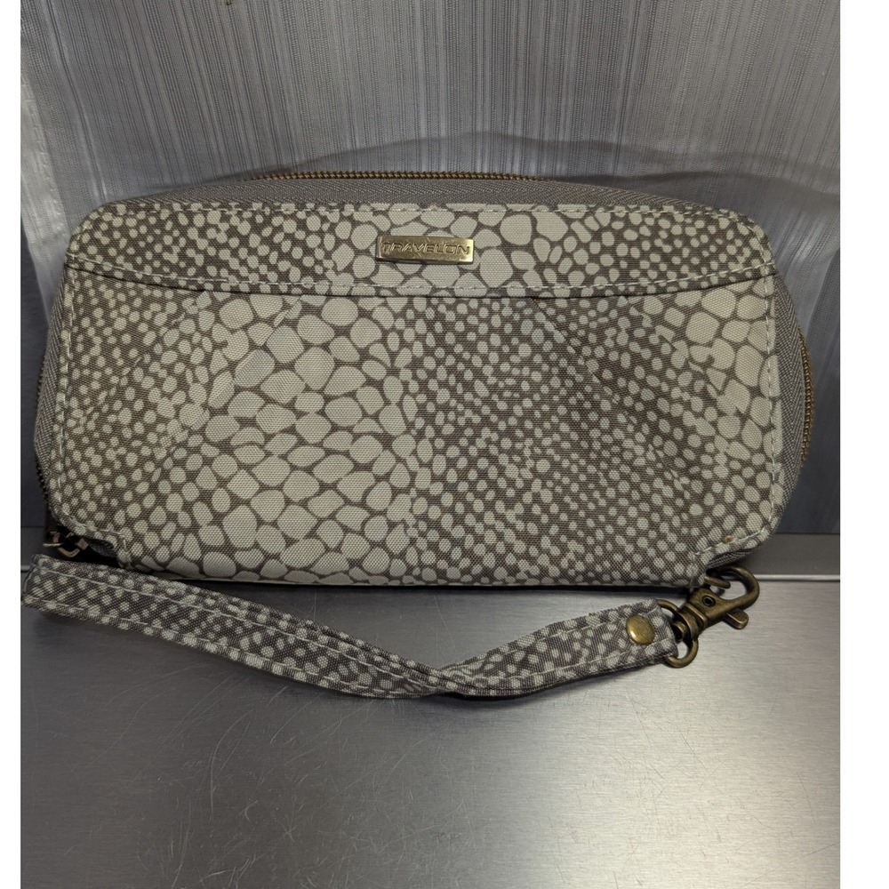 Travelon RFID Blocking Snakeskin Print‎ Wristlet Wallet Organizer Zipper Clutch